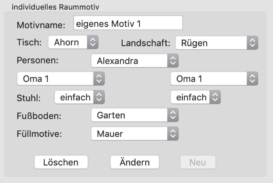 Einzele Raummotive individuell festlegen